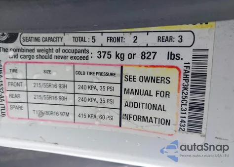 2012 Ford Focus Se z USA, uszkodzony, nr VIN 1FAHP3K25CL311432